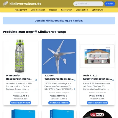 Screenshot klinikverwaltung.de