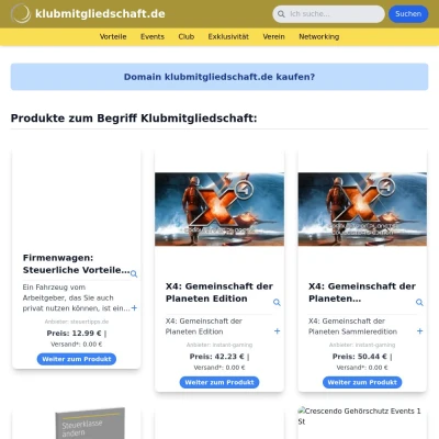 Screenshot klubmitgliedschaft.de