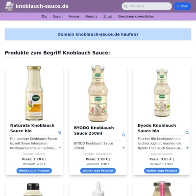 Screenshot knoblauch-sauce.de