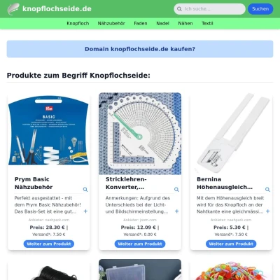 Screenshot knopflochseide.de