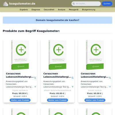 Screenshot koagulometer.de