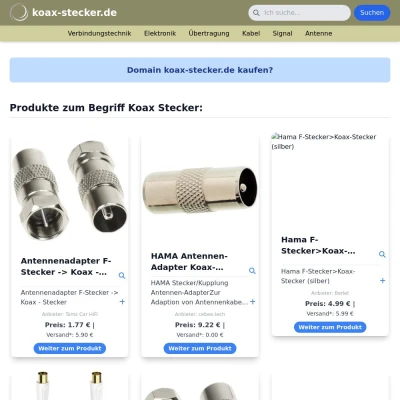 Screenshot koax-stecker.de