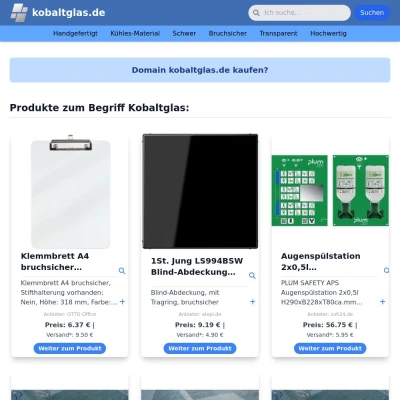 Screenshot kobaltglas.de