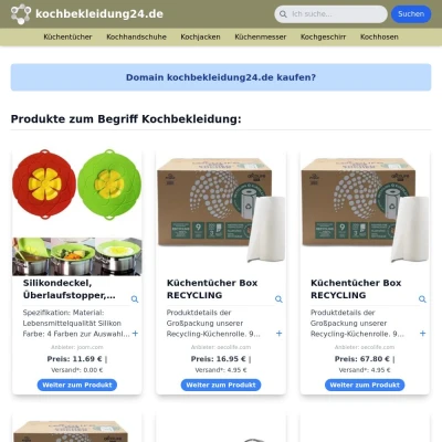 Screenshot kochbekleidung24.de