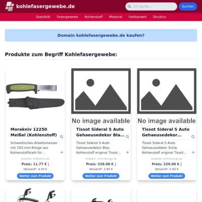 Screenshot kohlefasergewebe.de