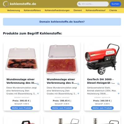 Screenshot kohlenstoffe.de