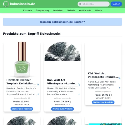 Screenshot kokosinseln.de