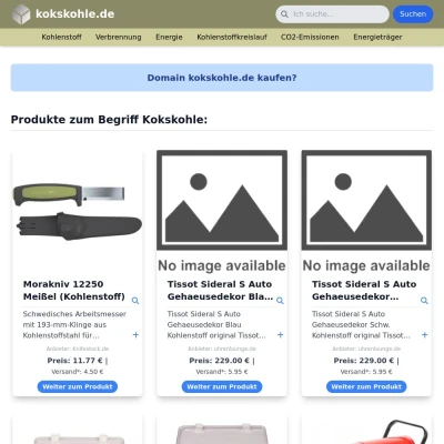 Screenshot kokskohle.de