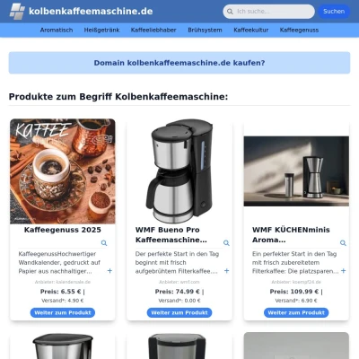 Screenshot kolbenkaffeemaschine.de