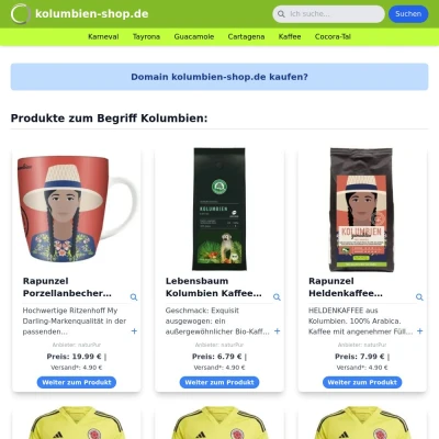 Screenshot kolumbien-shop.de