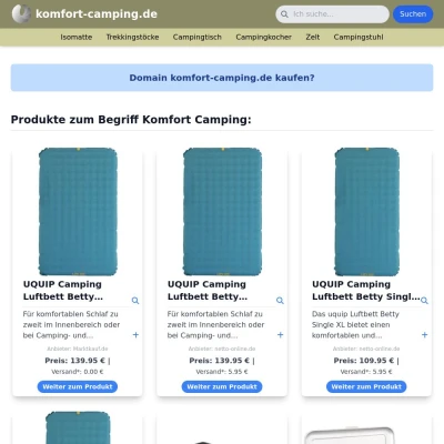 Screenshot komfort-camping.de