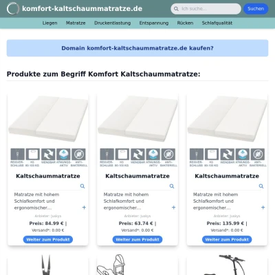 Screenshot komfort-kaltschaummatratze.de