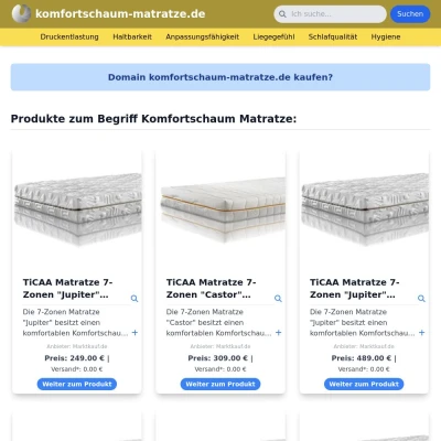 Screenshot komfortschaum-matratze.de