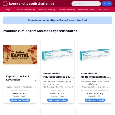 Screenshot kommanditgesellschaften.de