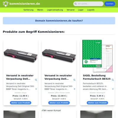 Screenshot kommisionieren.de