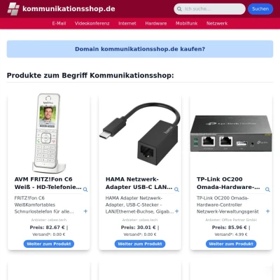 Screenshot kommunikationsshop.de