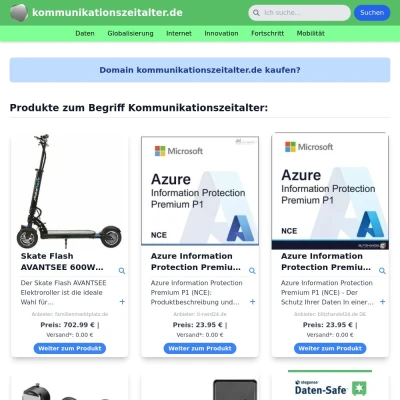 Screenshot kommunikationszeitalter.de