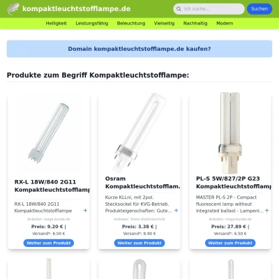 Screenshot kompaktleuchtstofflampe.de