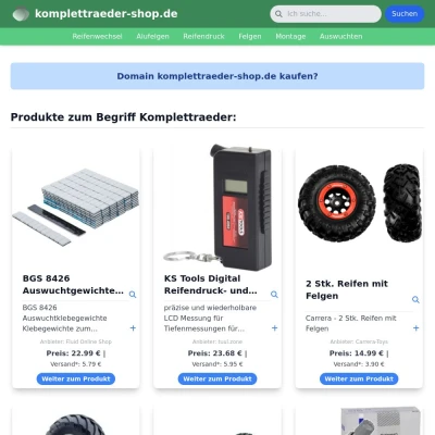 Screenshot komplettraeder-shop.de