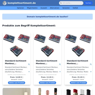 Screenshot komplettsortiment.de