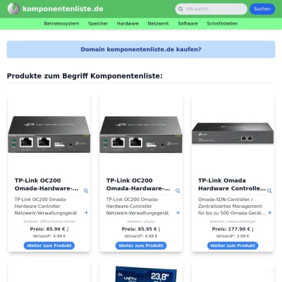 Screenshot komponentenliste.de