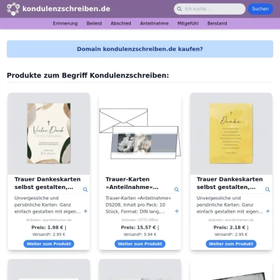 Screenshot kondulenzschreiben.de