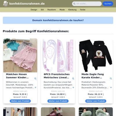 Screenshot konfektionsrahmen.de