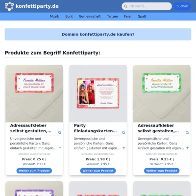 Screenshot konfettiparty.de