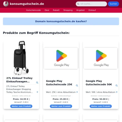Screenshot konsumgutschein.de