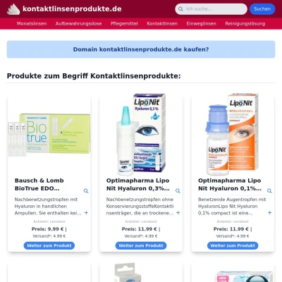 Screenshot kontaktlinsenprodukte.de