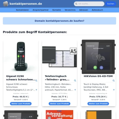 Screenshot kontaktpersonen.de