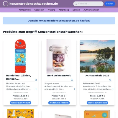 Screenshot konzentrationsschwaechen.de