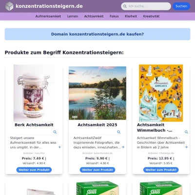 Screenshot konzentrationsteigern.de