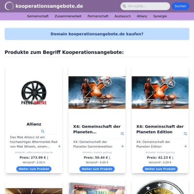 Screenshot kooperationsangebote.de