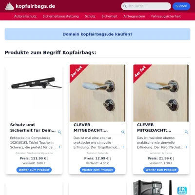 Screenshot kopfairbags.de