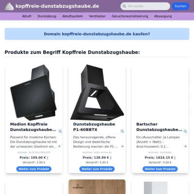 Screenshot kopffreie-dunstabzugshaube.de