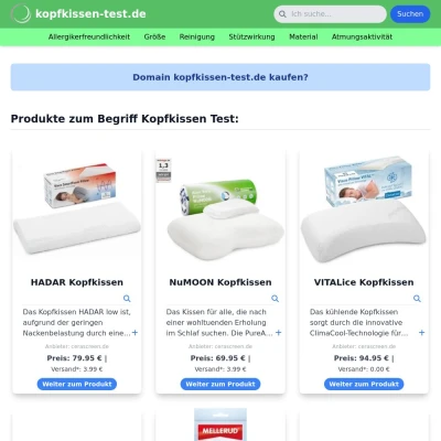 Screenshot kopfkissen-test.de