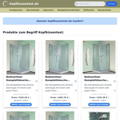 Screenshot kopfkissentest.de