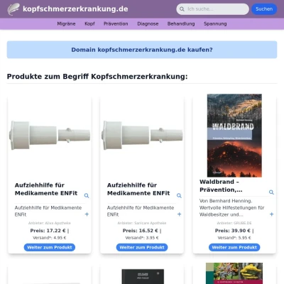 Screenshot kopfschmerzerkrankung.de