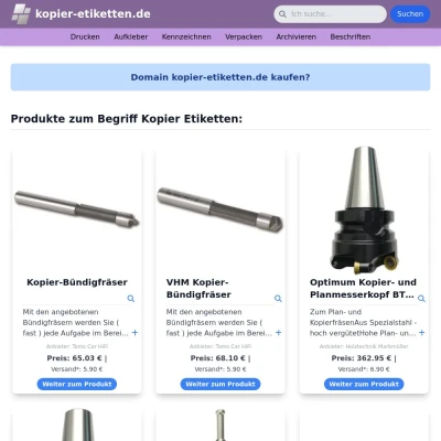 Screenshot kopier-etiketten.de