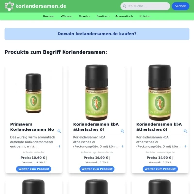 Screenshot koriandersamen.de