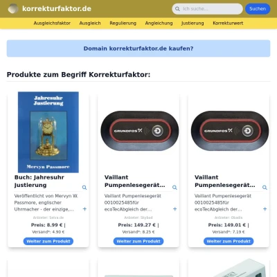 Screenshot korrekturfaktor.de