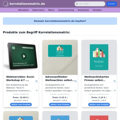 Screenshot korrelationsmatrix.de