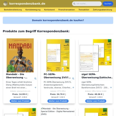 Screenshot korrespondenzbank.de