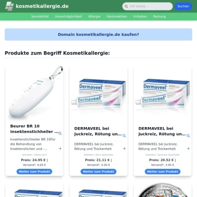 Screenshot kosmetikallergie.de