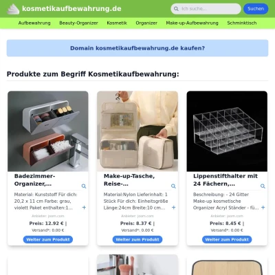 Screenshot kosmetikaufbewahrung.de