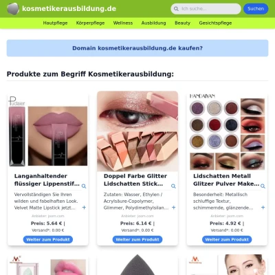 Screenshot kosmetikerausbildung.de