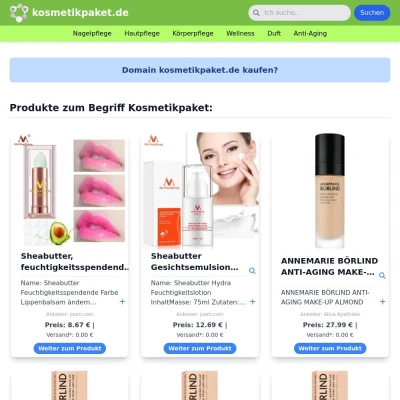 Screenshot kosmetikpaket.de