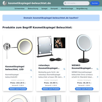 Screenshot kosmetikspiegel-beleuchtet.de