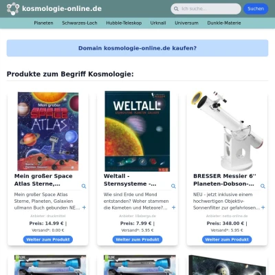 Screenshot kosmologie-online.de